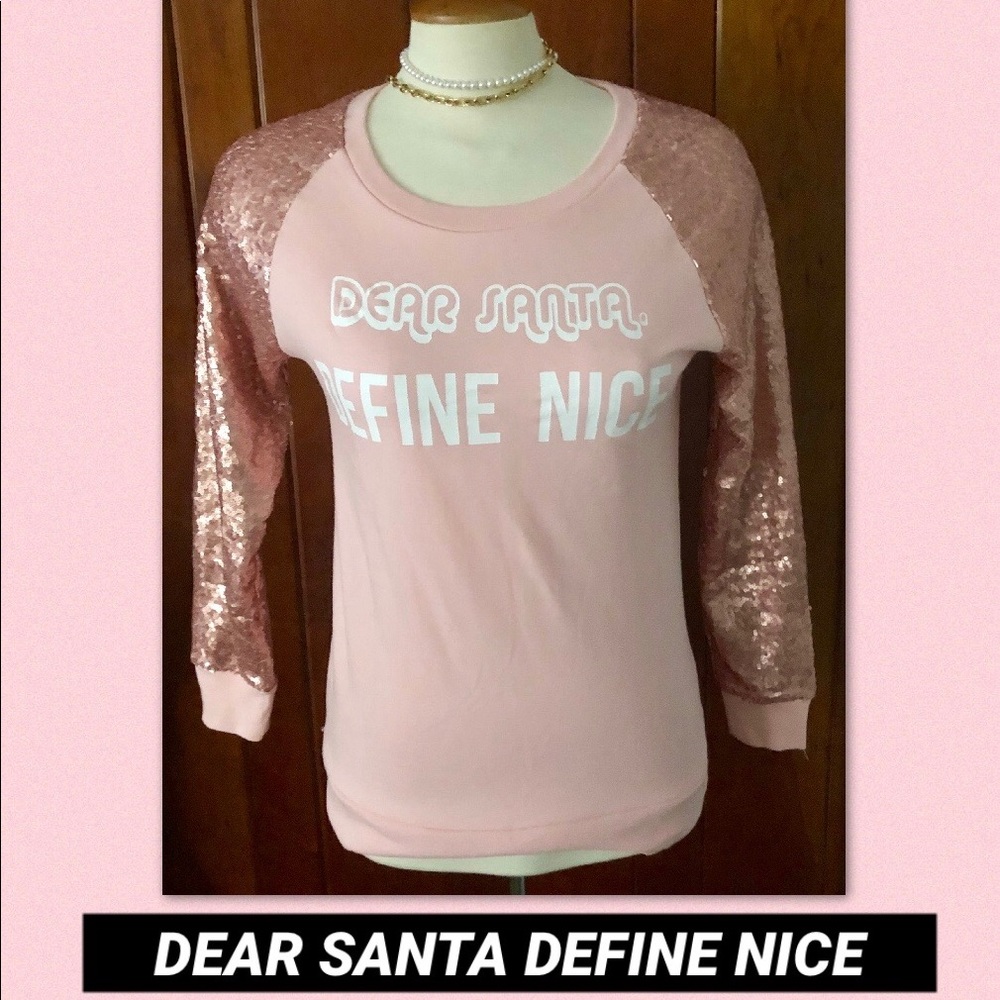 DEAR SANTA DEFINE NICE PINK SEQUINS TOP